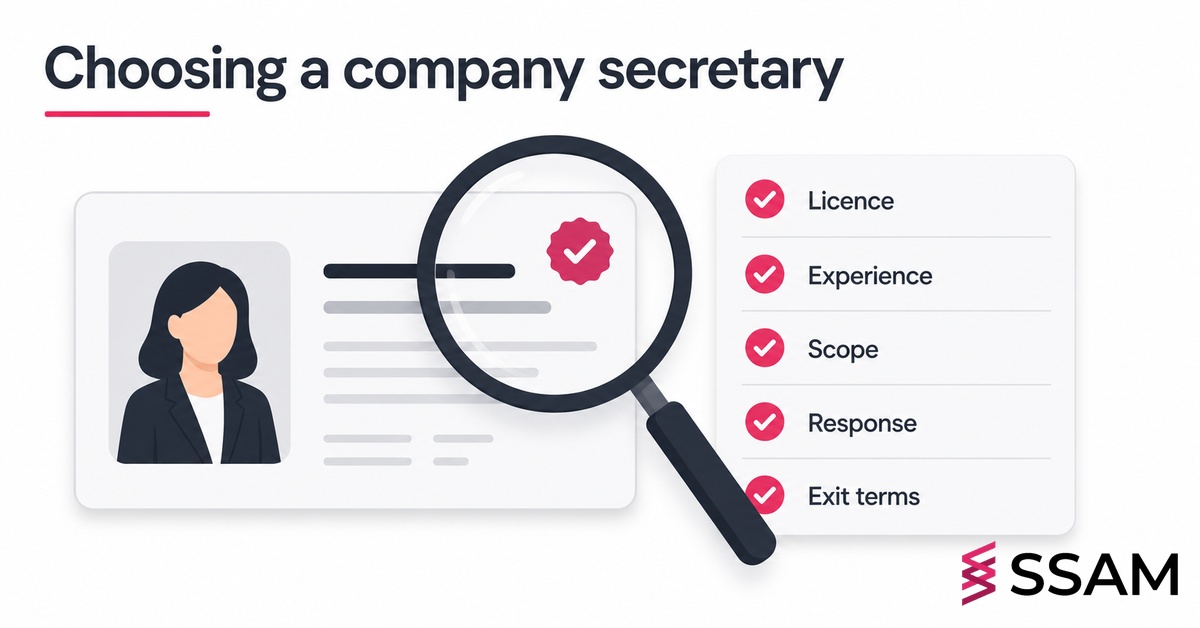 Choose a company secretary in Malaysia with this evaluation checklist covering licence verification, scope, responsiveness and fees.