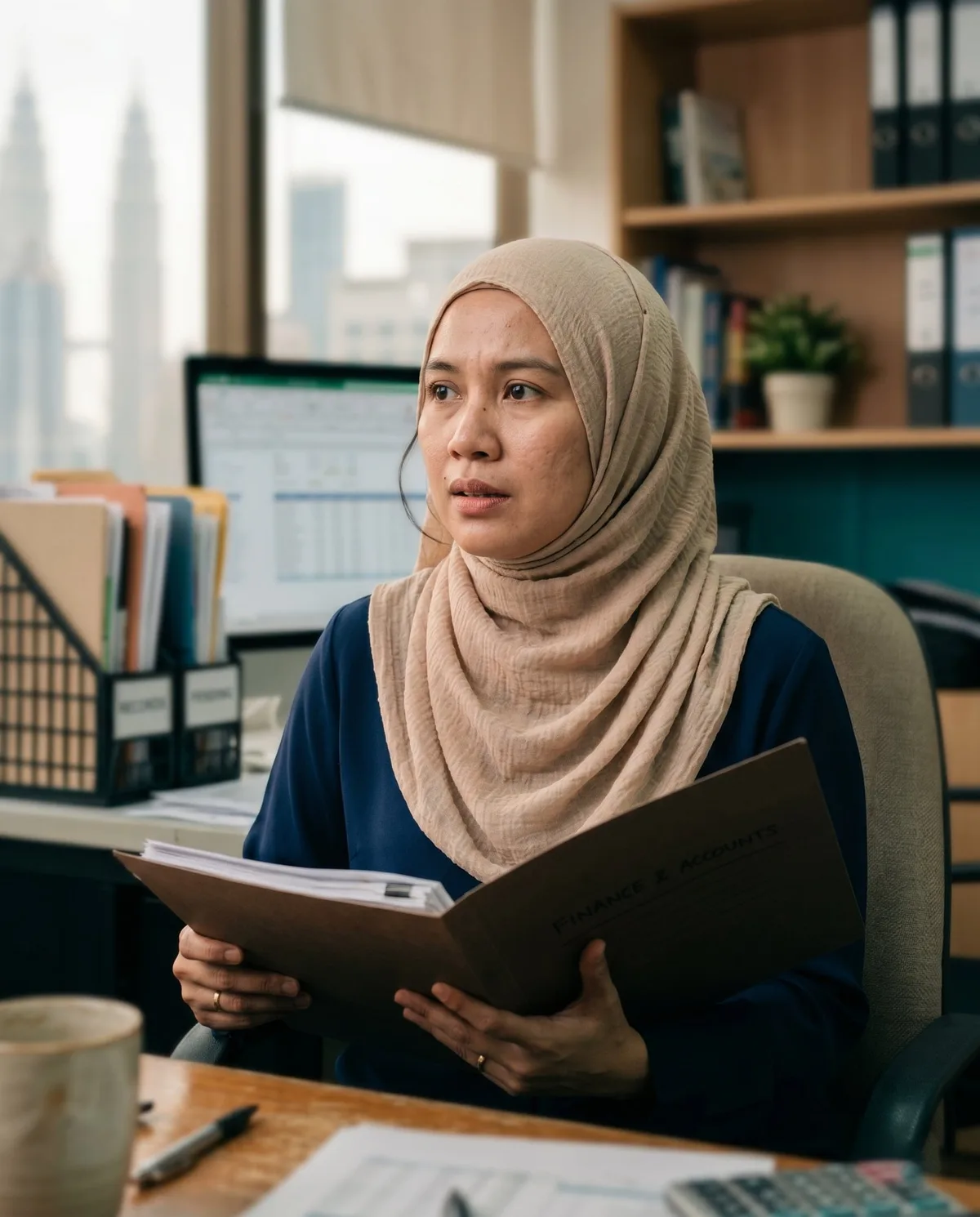 Malaysian Malay finance manager handling SME tax compliance in Kuala Lumpur, a typical SSAM Group client.