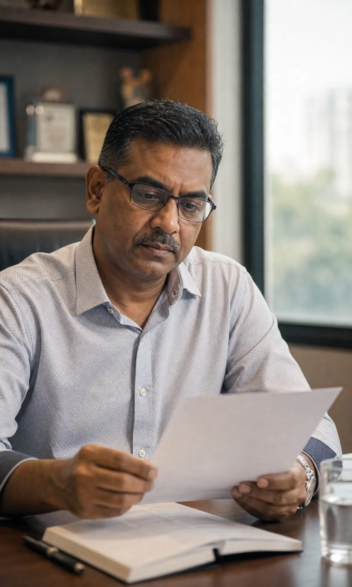 Malaysian Indian company director in Kuala Lumpur reviewing salary and dividend planning, a typical SSAM Group client.