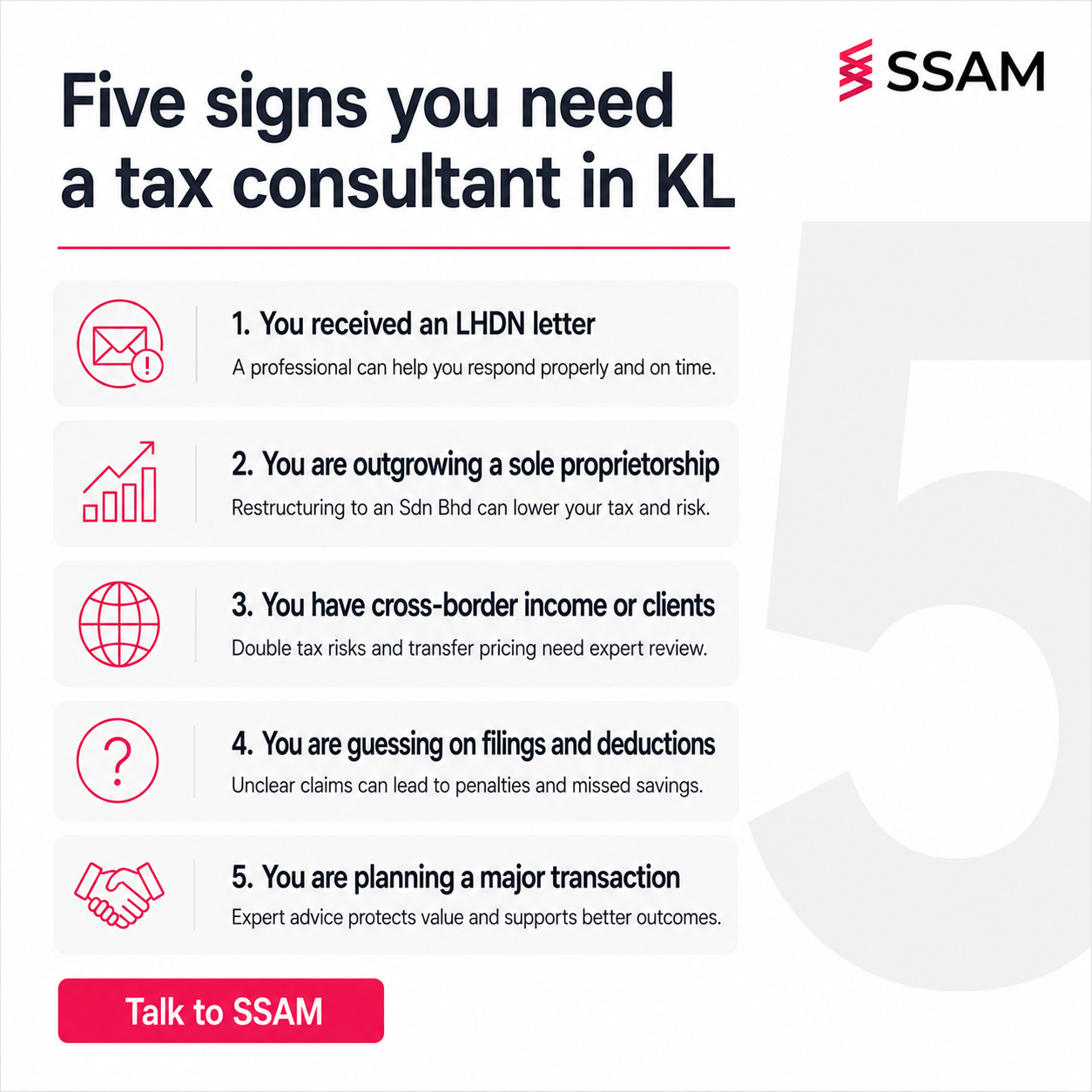 Tax consultant services in Kuala Lumpur checklist of five signs a Malaysian SME needs professional tax help.