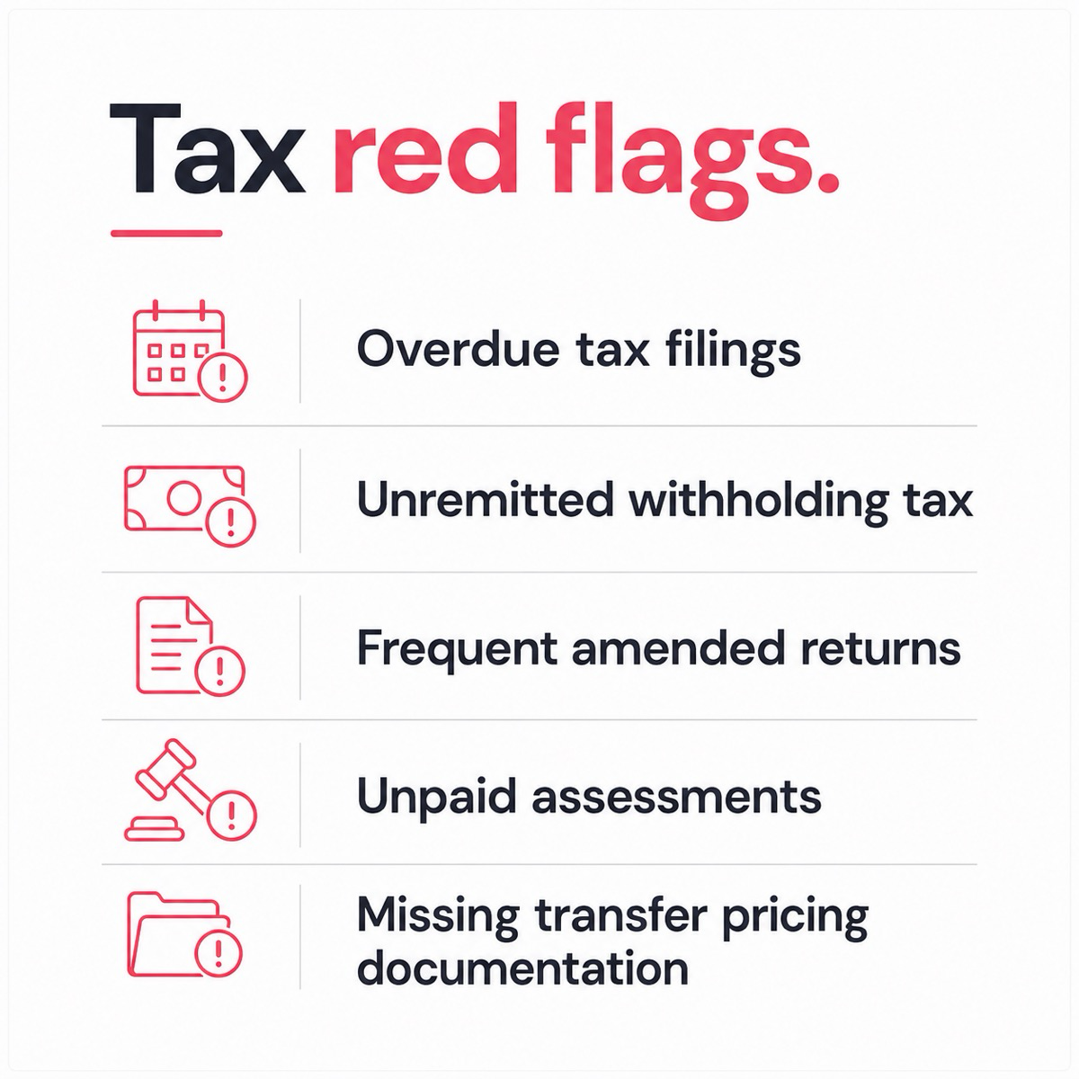 Common tax red flags found during due diligence on a Malaysian business